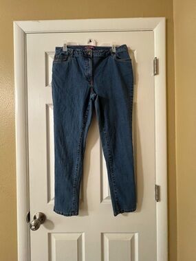 Woman Within Straight-Leg Midwash Blue Jeans